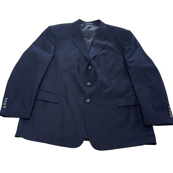 Rochas Blazer Mens 46R Navy Blue Wool Silk Blend Designer Classic Suit Jacket - Picture 1 of 9